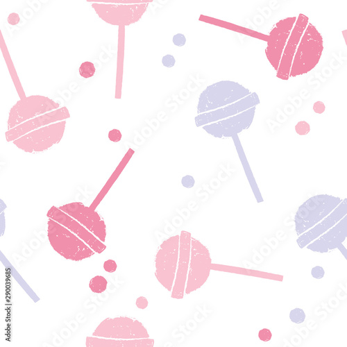 Cute print with lollipop. Candy pastel seamless pattern for textiles, children's clothing, wrapping paper. © jullyromas