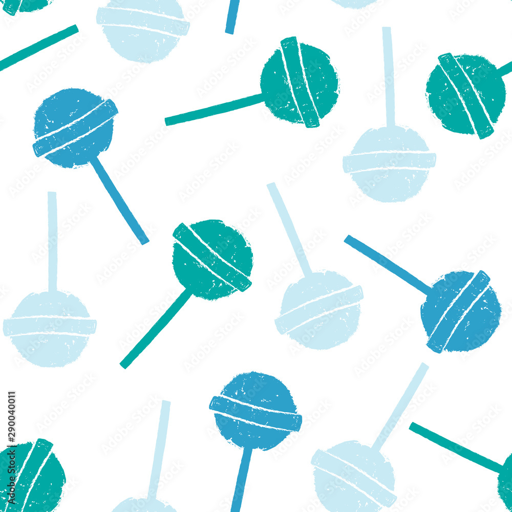 Seamless pattern with blue lollipops isolated on white background. Cartoon candies in retro style. Sweet candy wallpaper. Seamless pattern with blue lollipops isolated on white background. Cartoon candies in retro style. Sweet candy wallpaper.