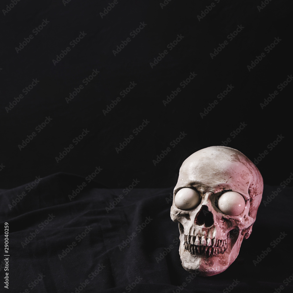 Skull illuminated by red light Skull illuminated by red light