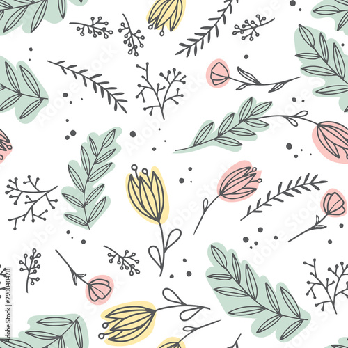 Decorative flowers in paster colors. Seamless pattern. Great for fabric  textile.
