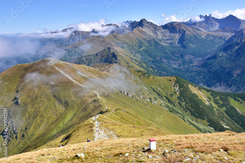 Widok z Caerwonych Wierchów (Małołączniak) na Kasprowy Wierch i Tatry Wysokie (Świnica) photo