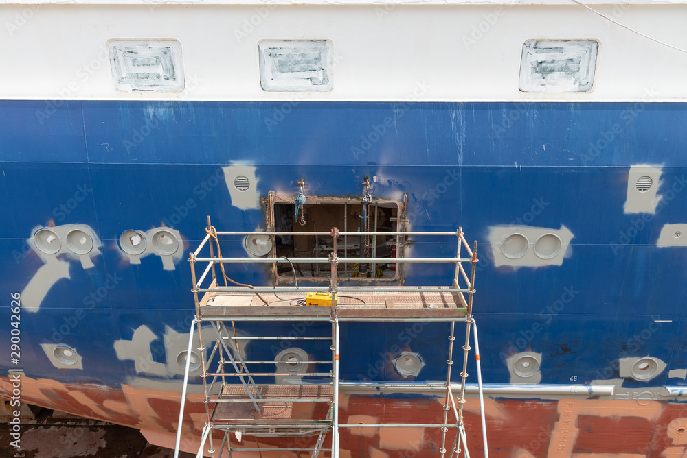 Ship repairing works in dry dock