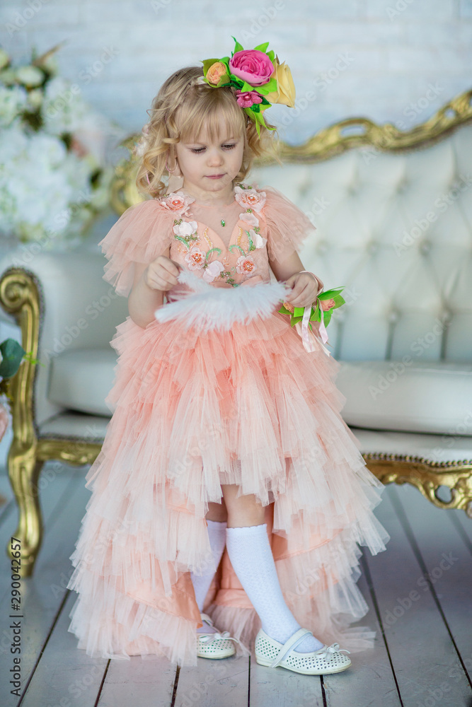 happy little girl in a beautiful magnificent dress happy little girl in a beautiful magnificent dress
