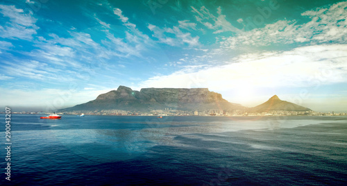 Table mountain, Cape-Town, South Africa view from sea