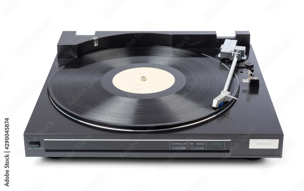 Old vinyl automaic player isolated on white background. File contains a path to isolation. Old vinyl automaic player isolated on white background. File contains a path to isolation.
