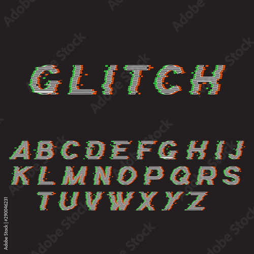 Glitch font or distorted abc