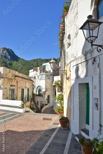 Fototapeta Naklejka Na Ścianę i Meble -  Albori, Italy, 09/15/2019. The characteristic houses of a village on the Amalfi coast