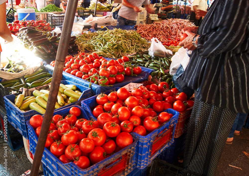 food market in Turkey. Alanya friday bazaar