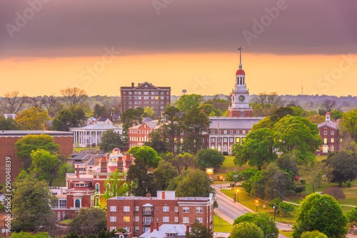 Macon, Georgia, USA historic downtown skyline at dusk. photo