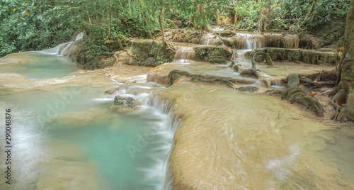 arawan water fall national park kanchanaburi thailand use for natural background photo