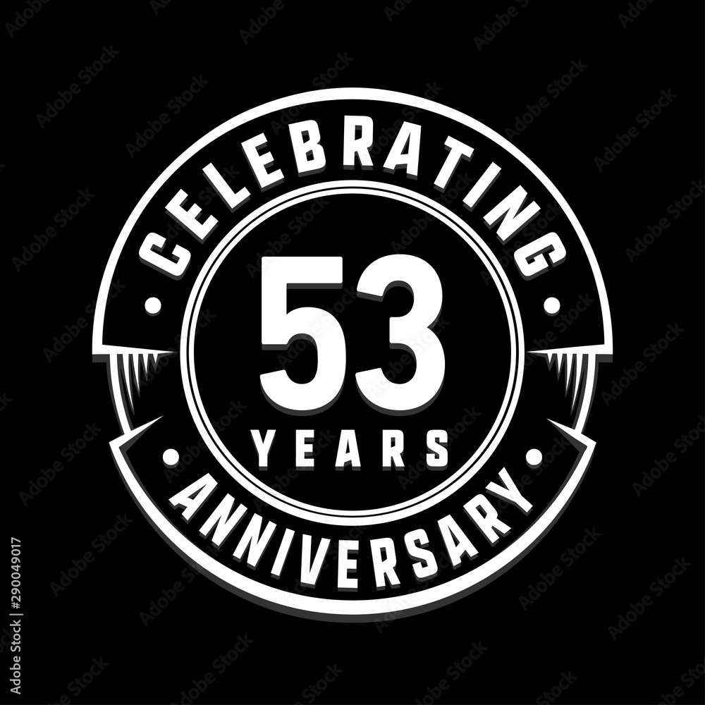 Celebrating 53rd years anniversary logo design. Fifty-three years logotype. Vector and illustration.
