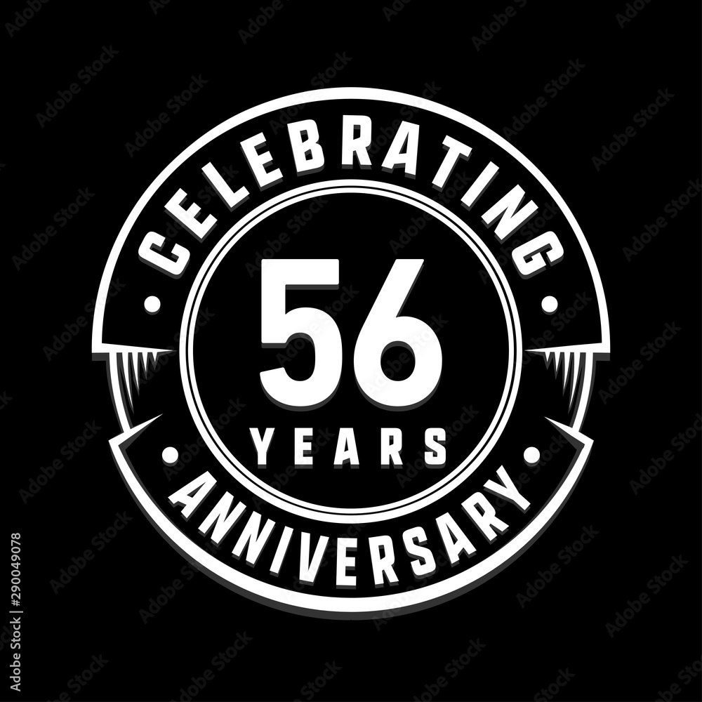 Celebrating 56th years anniversary logo design. Fifty-six years logotype. Vector and illustration.