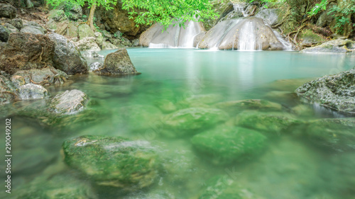 Arawan water fall in thailand. It is the most beautiful waterfall in Thailand. photo