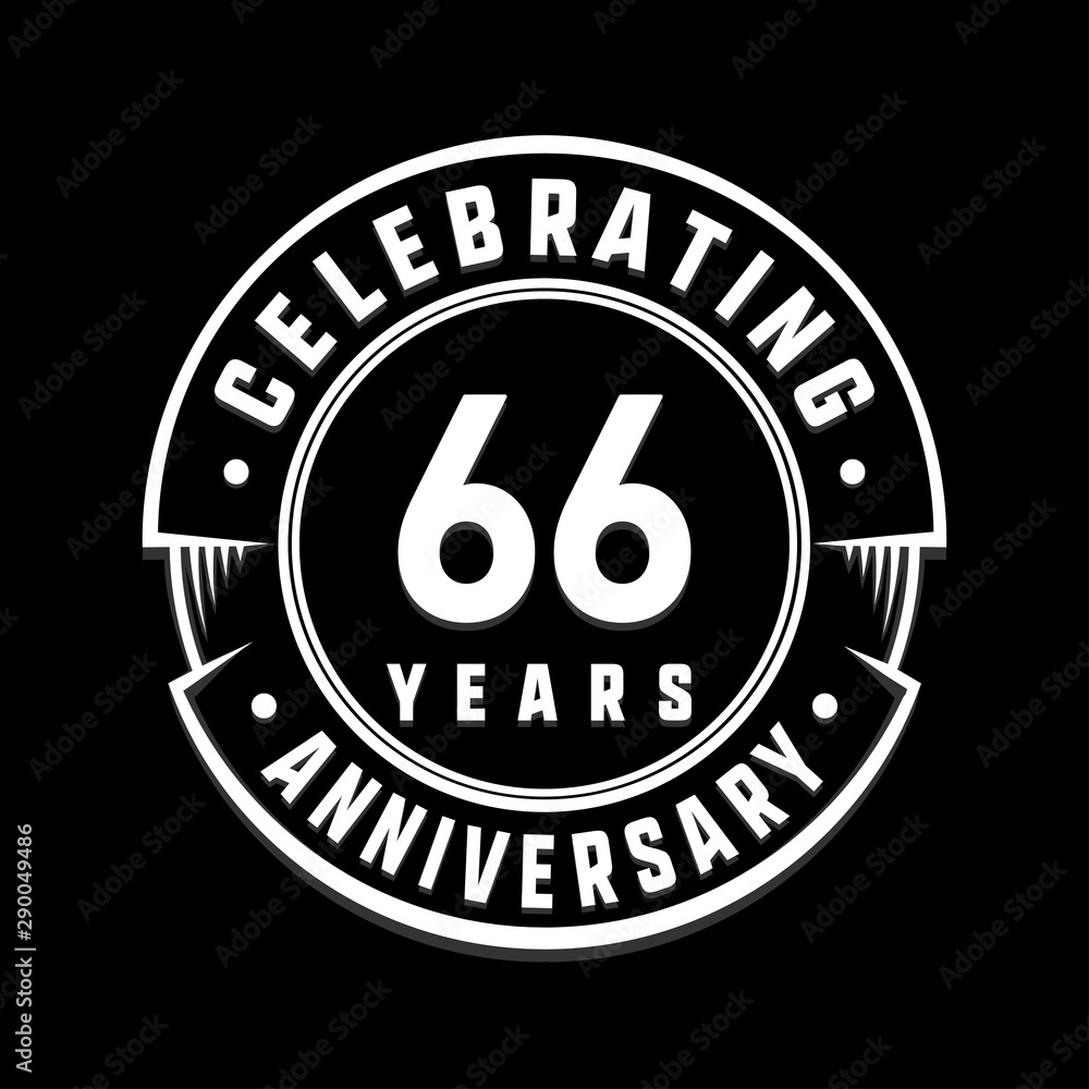 Celebrating 66th years anniversary logo design. Sixty-six years logotype. Vector and illustration.