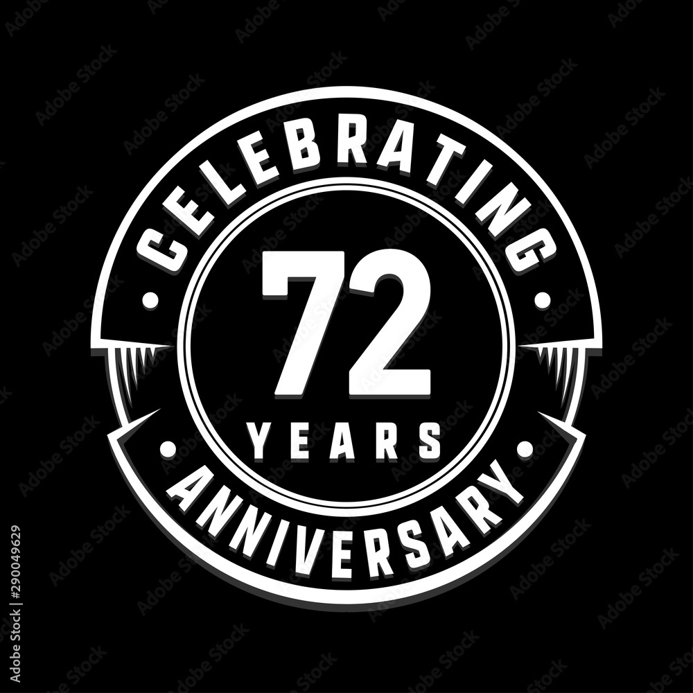 Celebrating 72nd years anniversary logo design. Seventy-two years logotype. Vector and illustration.