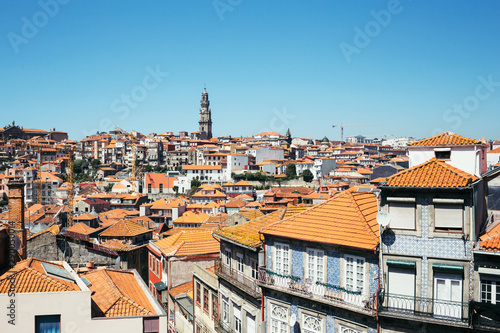 View of the old city of Porto, Portugal. Houses and roofs.