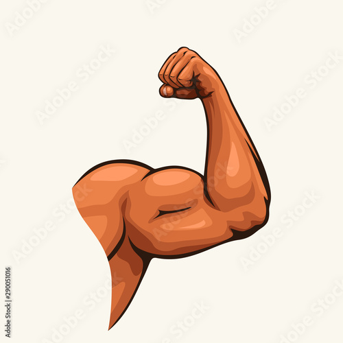 human biceps hand on white