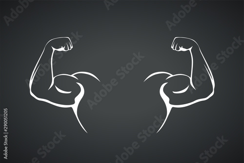 biceps hands silhouette on dark photo