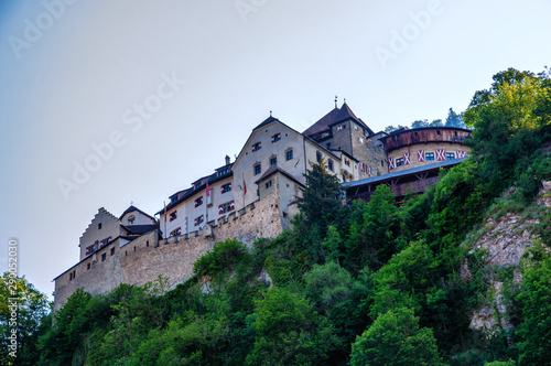 View on the Royal castle in Vaduz high above the city  Liechtenstein