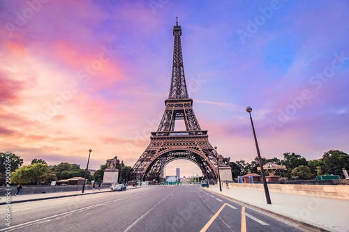 The symbol of Paris and all of France is the elegant and unique Eiffel tower. Photo Taken in the area of Trocadero square during the blue hour before dawn © EdNurg