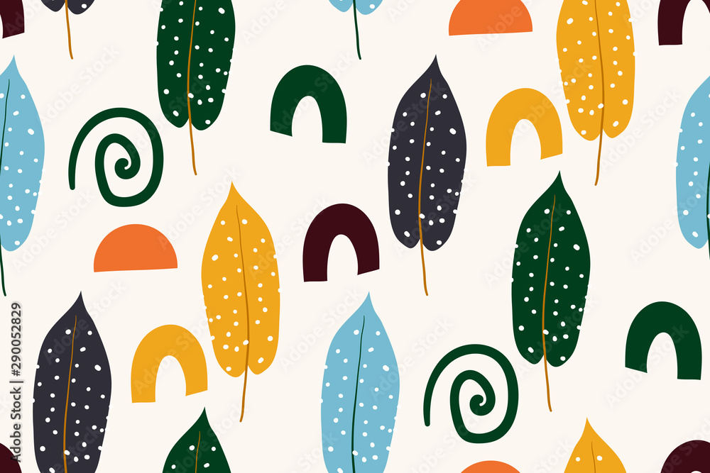 Abstract seamless pattern with autumn leaves. Hand drawn texture. Vector pattern. Vector illustration. Cute trendy design for fabric, wallpaper, wrap paper. Abstract seamless pattern with autumn leaves. Hand drawn texture. Vector pattern. Vector illustration. Cute trendy design for fabric, wallpaper, wrap paper.