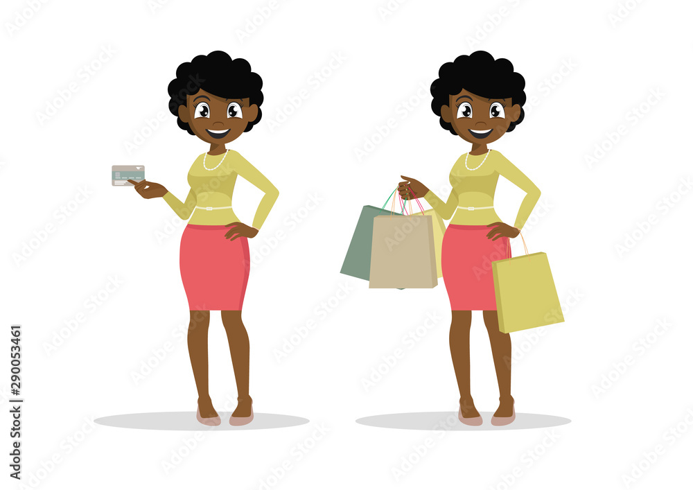African Women holding credit cards and shopping. African Women holding credit cards and shopping.