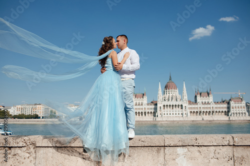 Photography Outdoor fashion sensual portrait of young couple in love walking outdoors