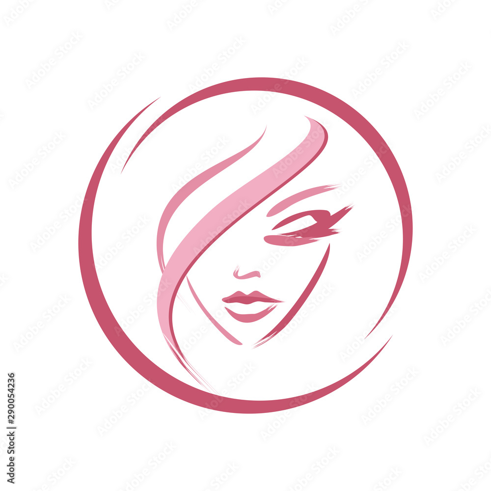 female face - silhouette. the idea is beauty and style. logo on a white background for cosmetology. facial features of a young girl - a look down, an elegant lock of hair. technique - painted with a b female face - silhouette. the idea is beauty and style. logo on a white background for cosmetology. facial features of a young girl - a look down, an elegant lock of hair. technique - painted with a b
