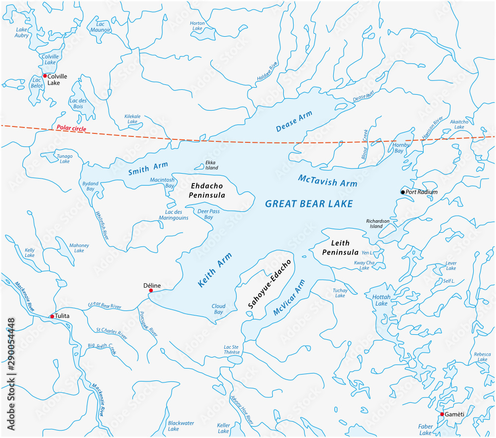 Map of the Great Bear Lake Northwest Territories canada