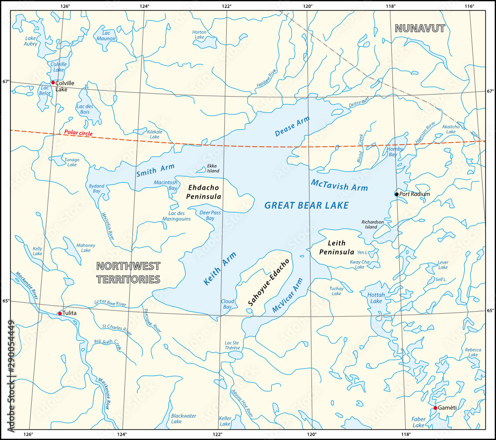 Detailed map of the Great Bear Lake Northwest Territories canada