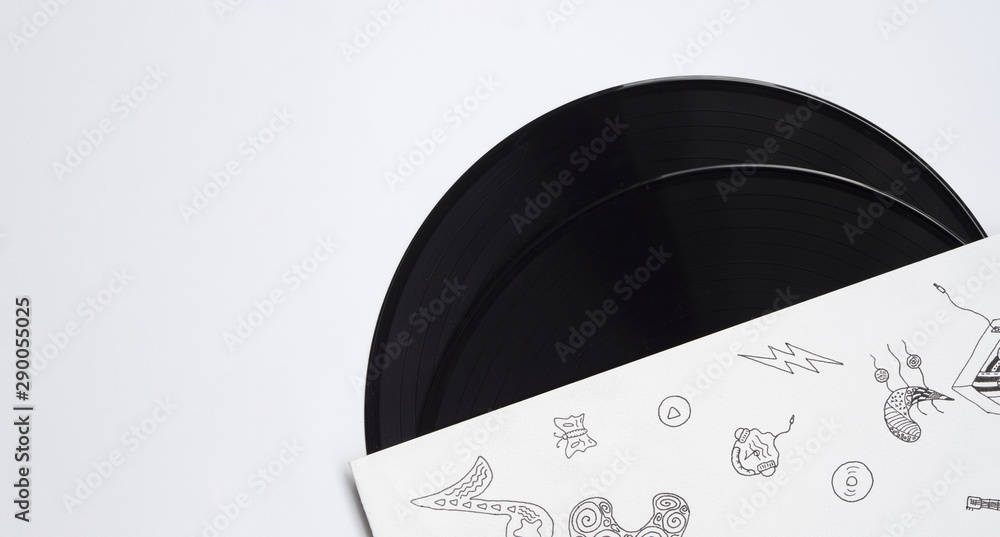 Vinyl records on white background with copy-space Vinyl records on white background with copy-space