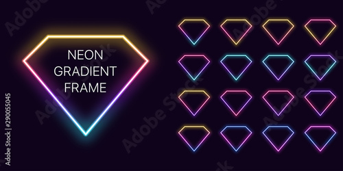 Canvas Print Neon gradient diamond Frame with copy space