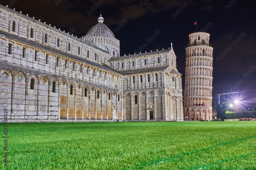 Square of miracles Pisa, Tuscany, Italy. Night landscape in the city of Pisa
