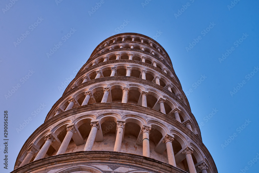 Leaning tower of Pisa, Italy. Sunrise in the city of Pisa
