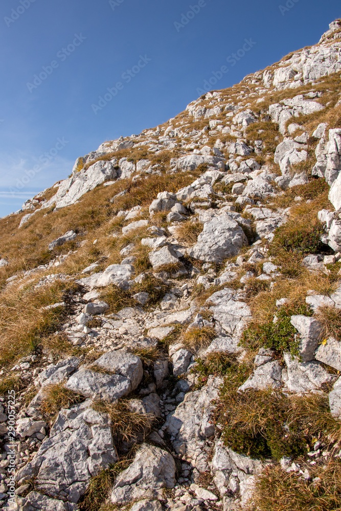 Rocky path towards peak Tosca