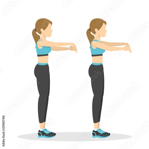 Arm stretch exercise. Stretch to relieve wrist pain