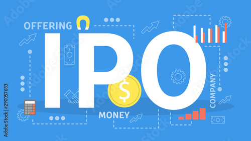 IPO or initial public offering web banner concept.