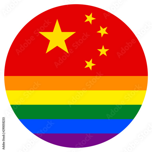 LGBT Flag, round shape icon on white background