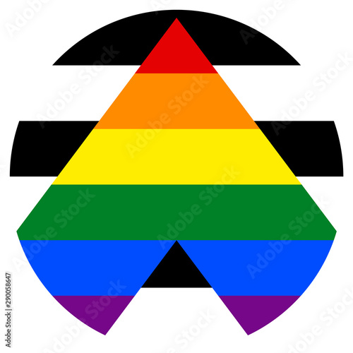 Straight Ally Flag,, round shape icon on white background
