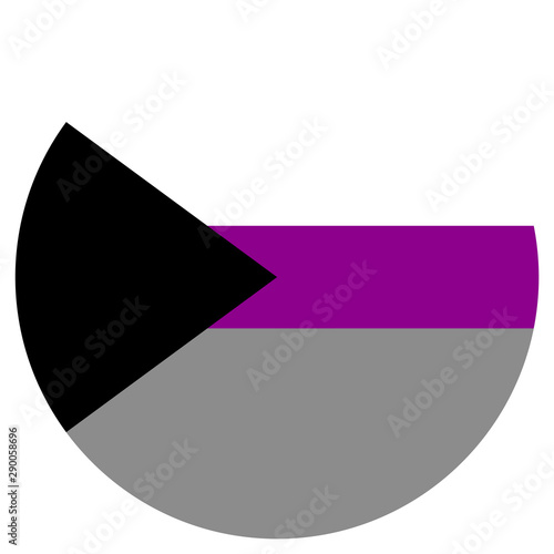 Demisexual flag, round shape icon on white background