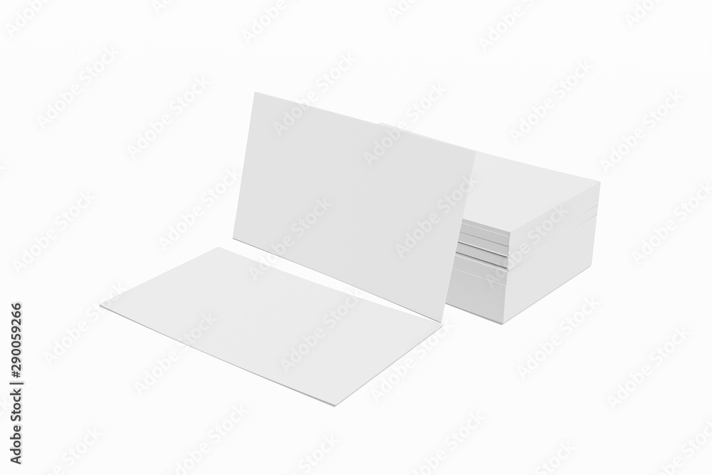 Mockup stack of blank business or name card on a white background. 3D rendering Mockup stack of blank business or name card on a white background. 3D rendering