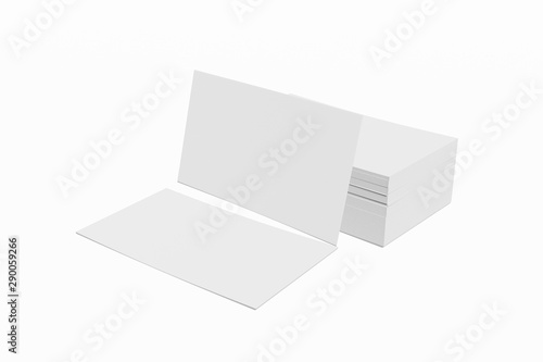Mockup stack of blank business or name card on a white background. 3D rendering