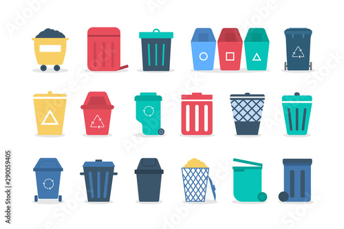 Trash can set . Collection of garbage container. Idea