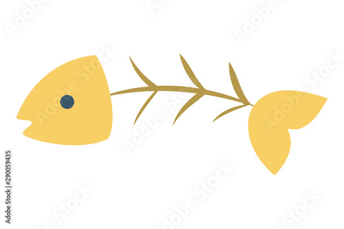 Fish skeleton icon. Animal bone, vertebra and head.