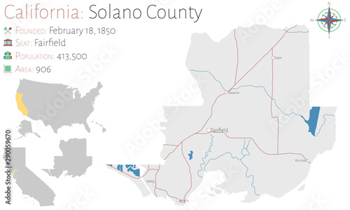 Large and detailed map of Solano county in California  USA