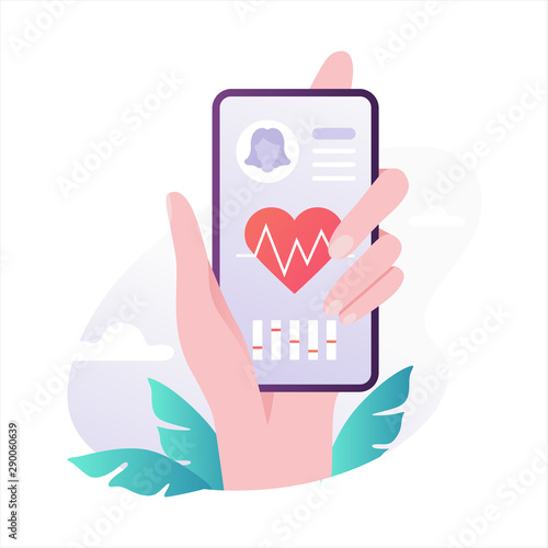 Mobile health care. Idea of modern technology. Check heart