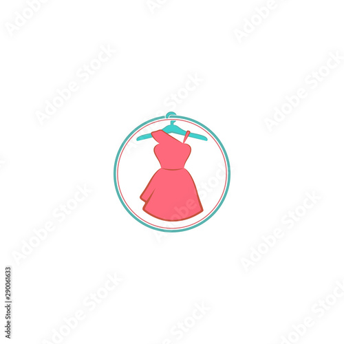 Pink little dress logo design vector