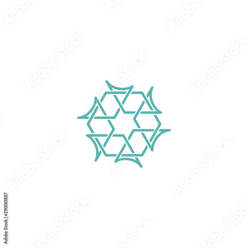 Hexagon logo design vector monoline style, unique