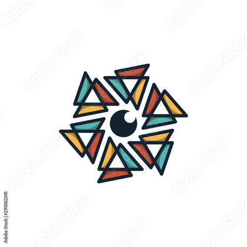 Hexagon lens logo design vector unique, modern