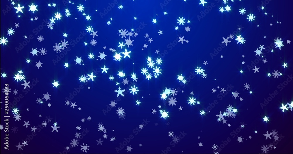 Obraz premium Christmas blue background with snowflakes - falling snow